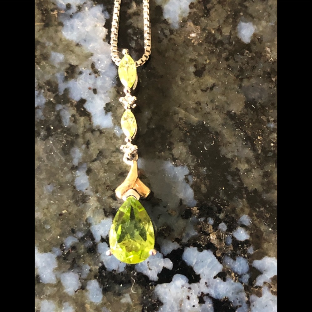 peridot and diamond gold 925 necklace